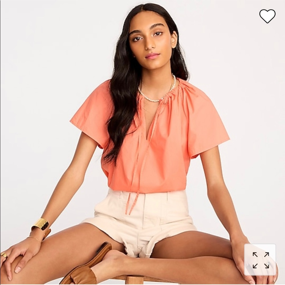 CLOSET CLEAN OUT!!! JCrew Tie-neck cotton-poplin top - S WORN ONCE